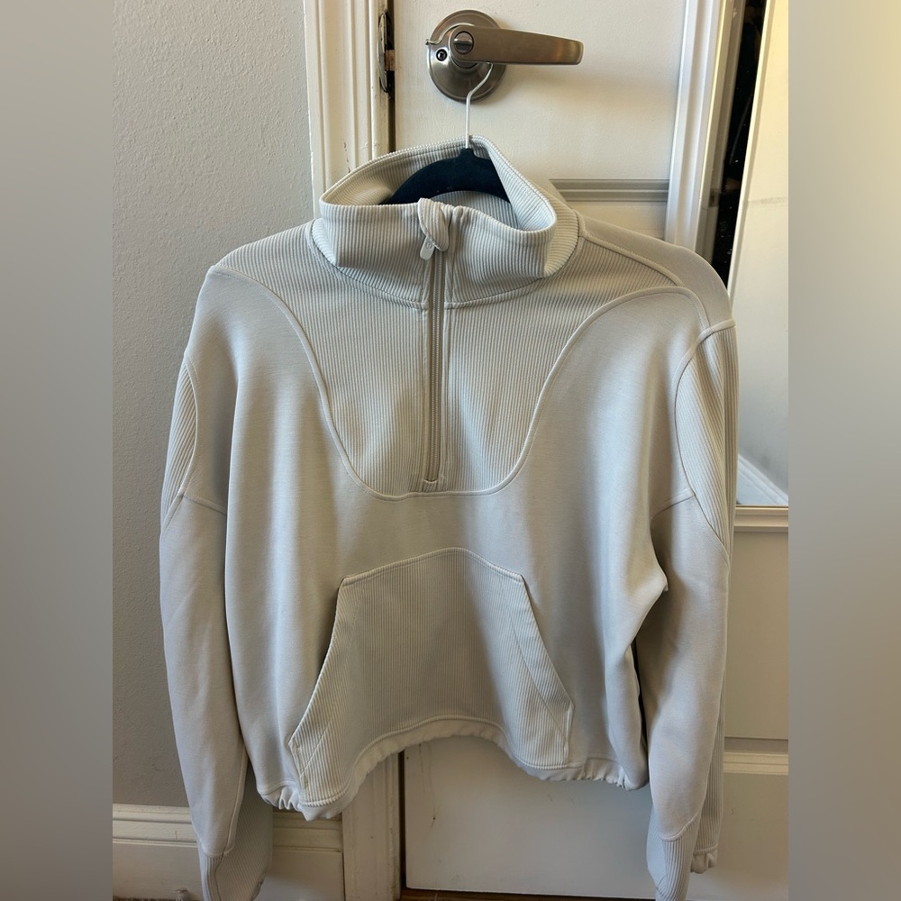 Lululemon brushed softstreme ribbed half zip 
Size 10 
Color: cream